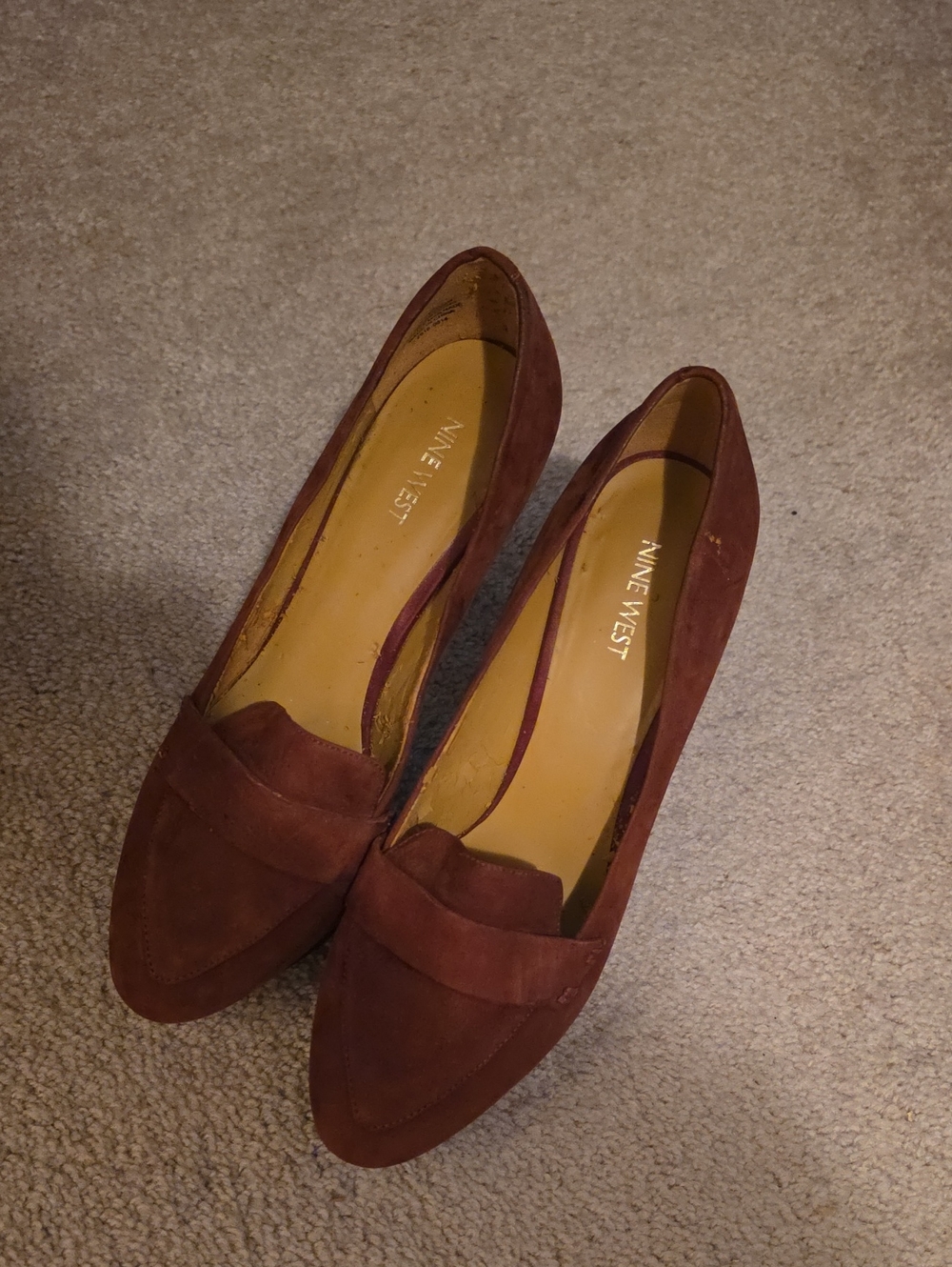Nine West Women's Wine Suede Penny Loafers